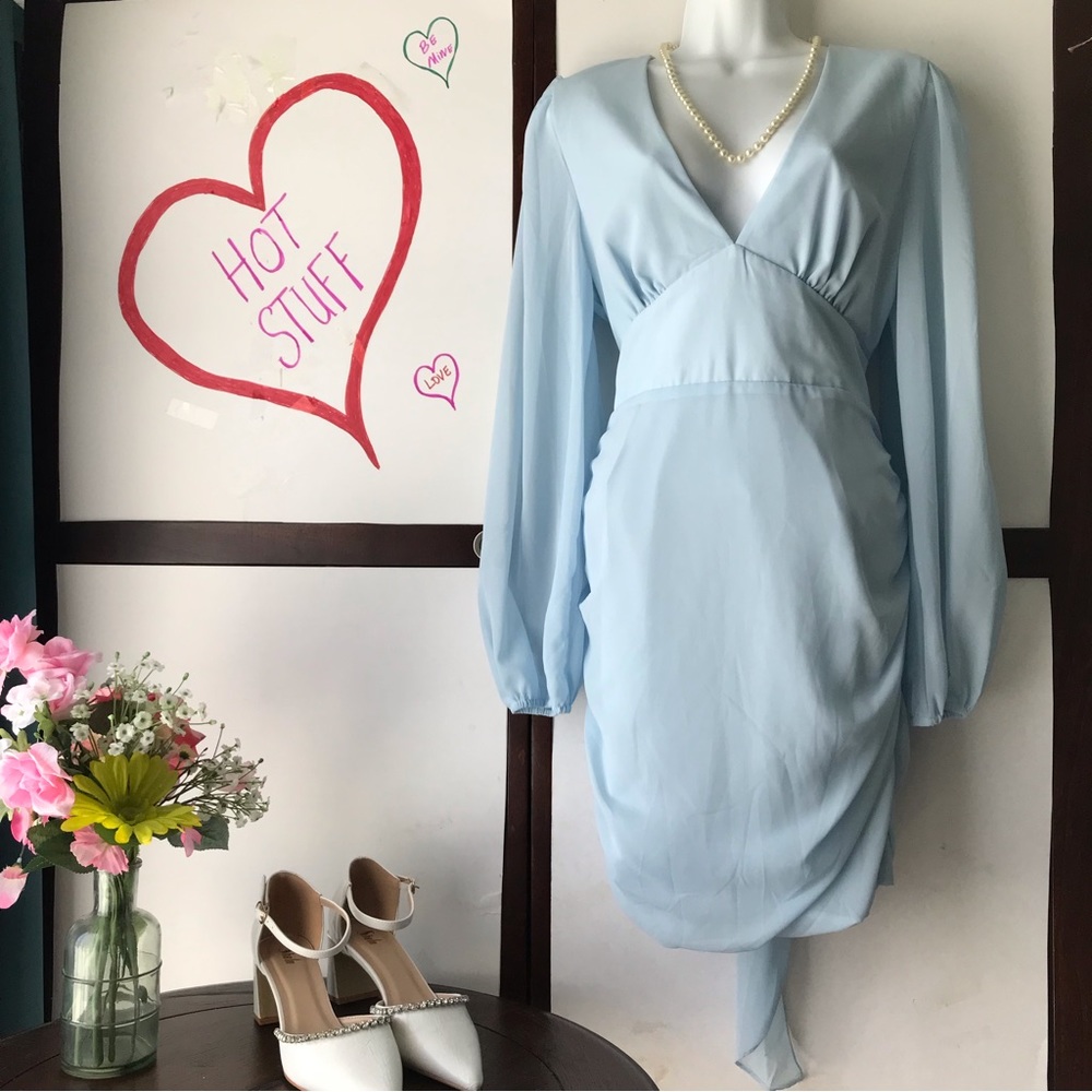 Showpo blue chiffon v-neck dress